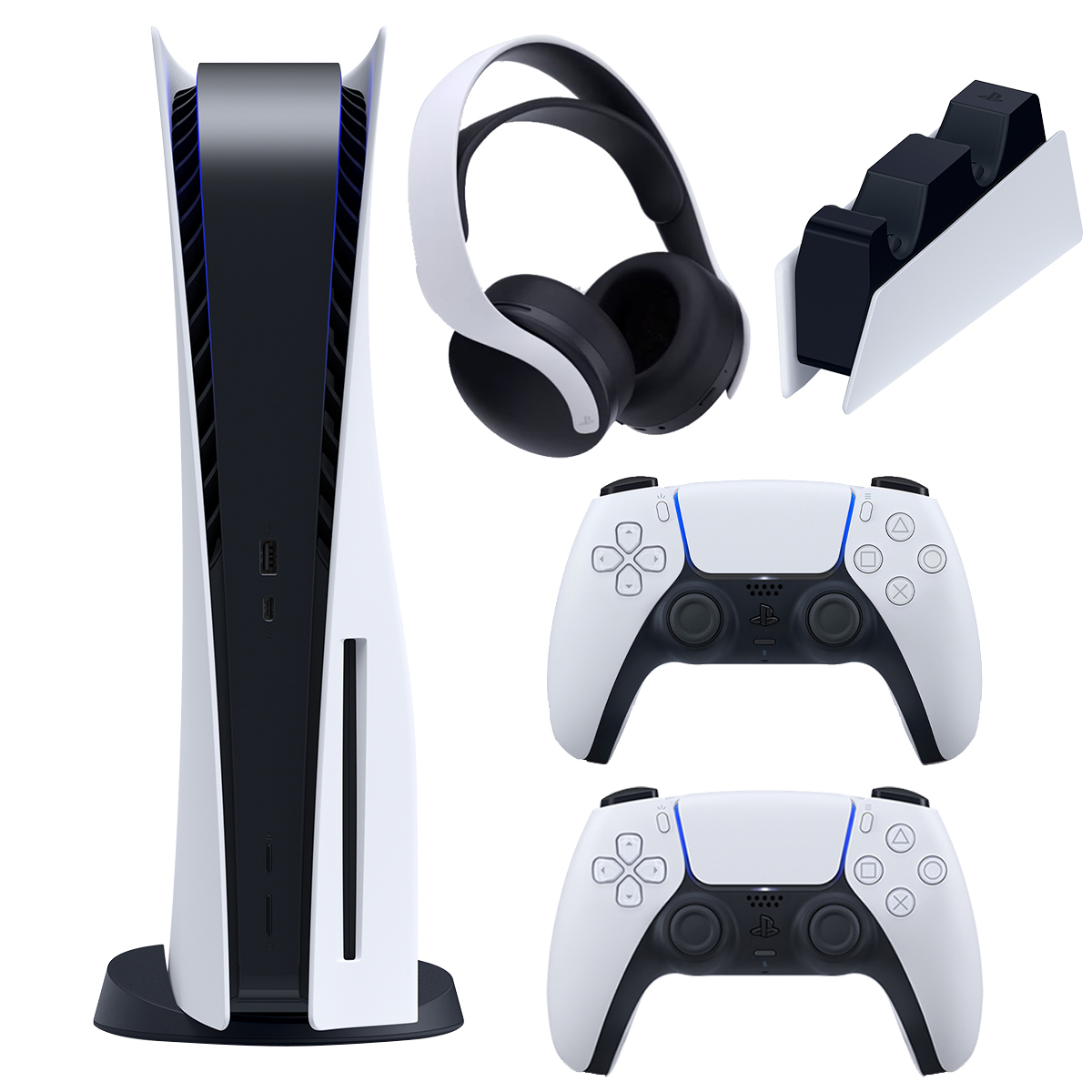 باندل کنسول بازی playstation 5 standard سری 12 + هدست pulse 3d white + شارژر اورجینال ps5 + دسته Dualsense white  - Main Image