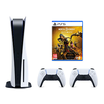 باندل کنسول بازی playstation 5 سری 1216 اروپا به همراه + دسته Dualsene رنگ سفید گارانتی تعویض 18 ماهه شرکتی + دیسک بازی Mortal Kombat 11 Ultimate پلمپ برای PS5  - Main Image