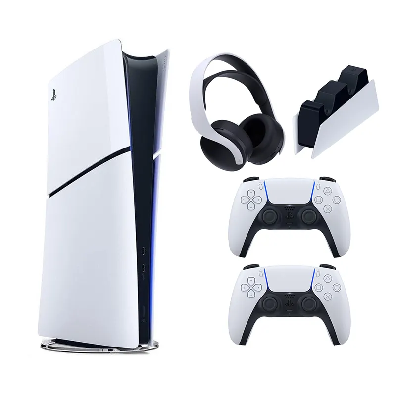 باندل کنسول بازی Playstation 5 Slim نسخه دیجیتال + هدست pulse 3d white + شارژر اورجینال ps5 + دسته Dualsense white  - Main Image