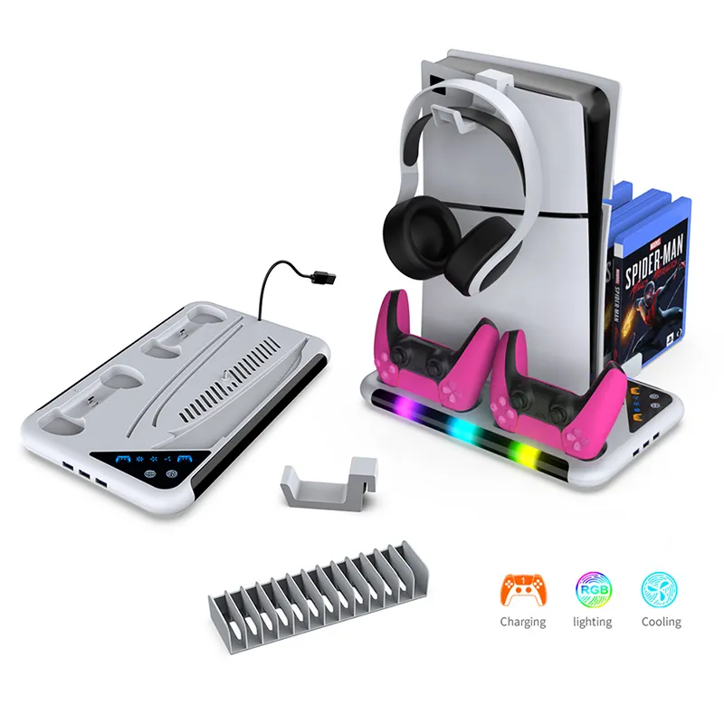 پایه چند منظوره PS5/PS5 SLIM دابی مدل TP5 3557 به همراه استند دیسک 13 عددی - Thumbnail 1