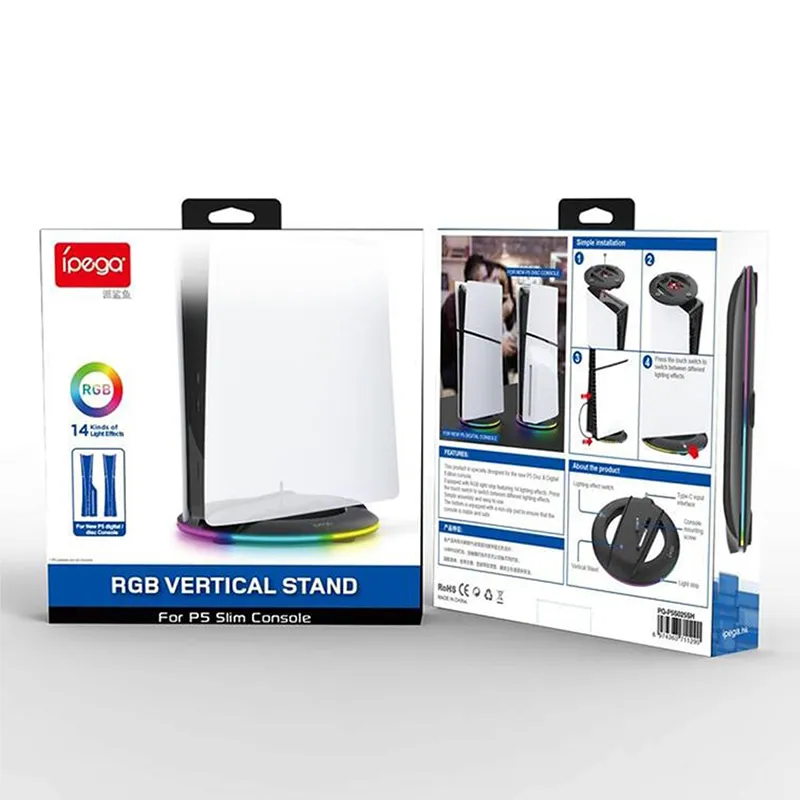 پایه نگهدارنده iPega RGB Vertical Stand برای PS5 Slim رنگ مشکی