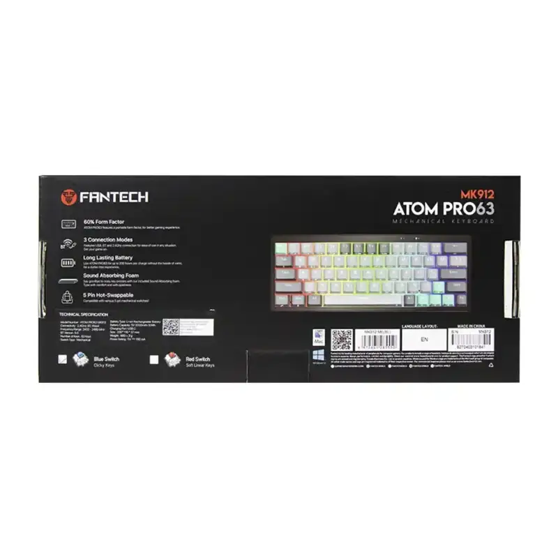  کیبورد بی‌سیم گیمینگ فنتک Fantech مدل ATOM PRO63 MK912 - Thumbnail 7