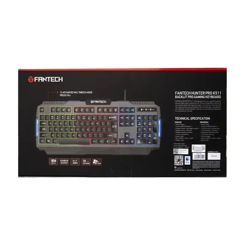 کیبورد باسیم گیمینگ فنتک Fantech مدل HUNTER PRO K511 - Thumbnail 6